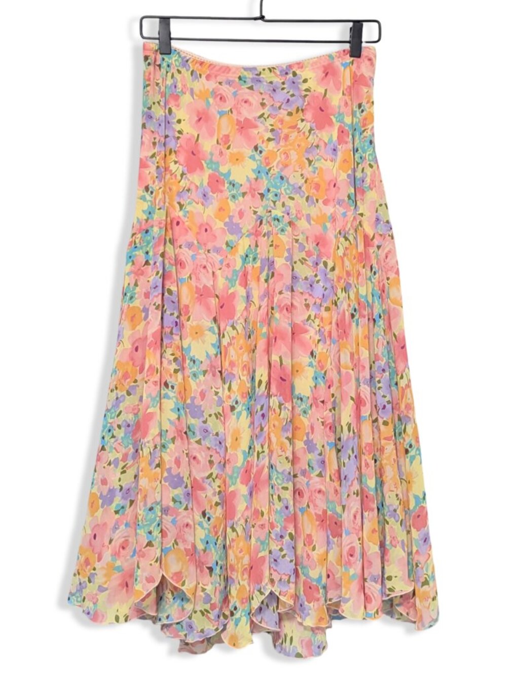 Vintage Y2K Newsworthy Women's Small Fairycore Pastel Floral Flowy Maxi Skirt
